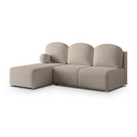 ECKSOFA TRAMA Beige Boucle-Stoff mit Schlaffunktion - Beige, Holz (200/143cm) - MASSENO