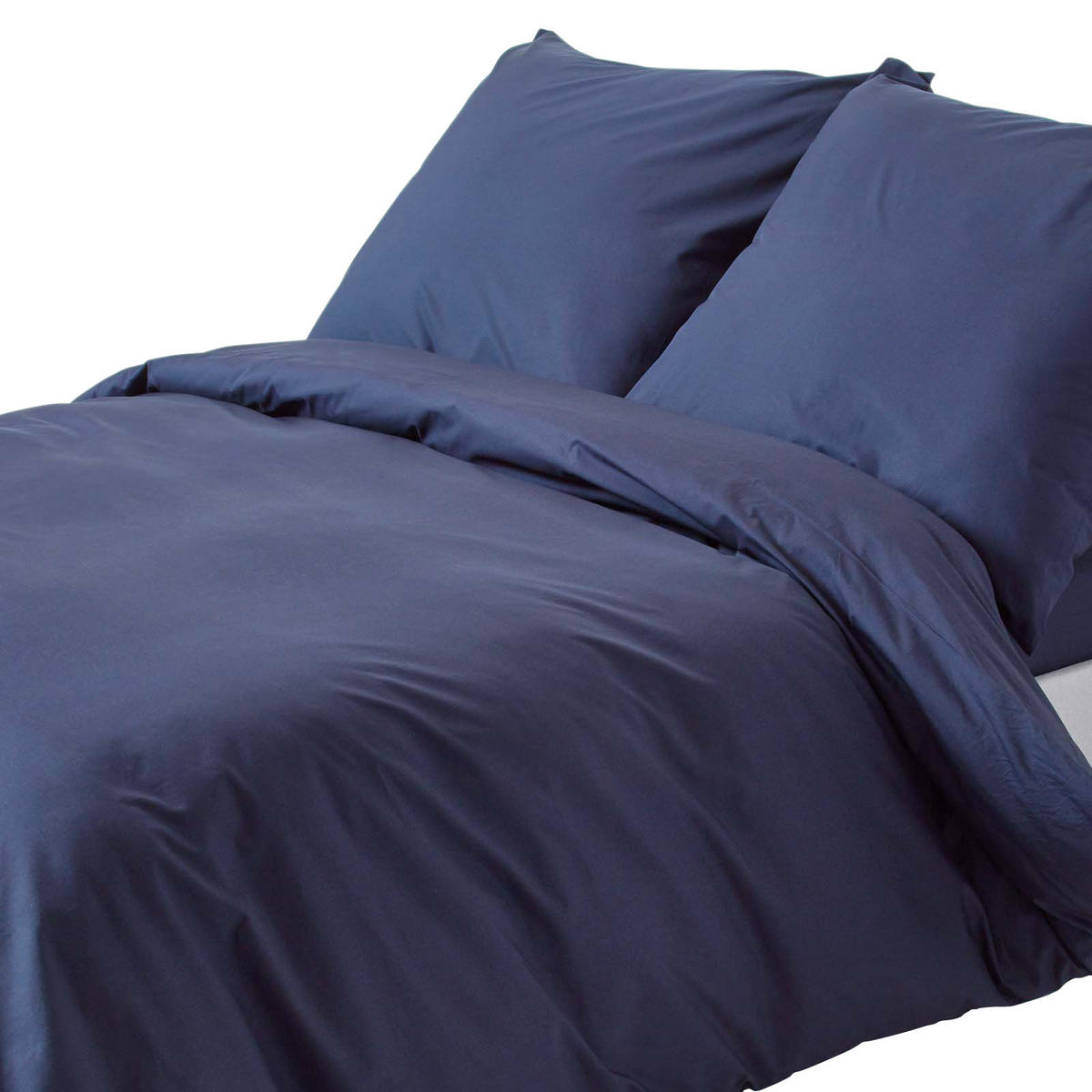 BETTWÄSCHE Perkal Fadendichte 200 - Dunkelblau, Textil (240/220cm) - Homescapes