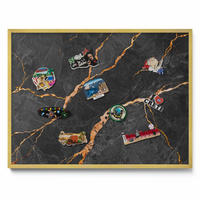 MAGNETTAFEL 80x60 cm Goldener Rahmen Verzierte Dunkle Marmoroptik - Robinienfarben, Metall (80/60/0.4cm) - TULUP