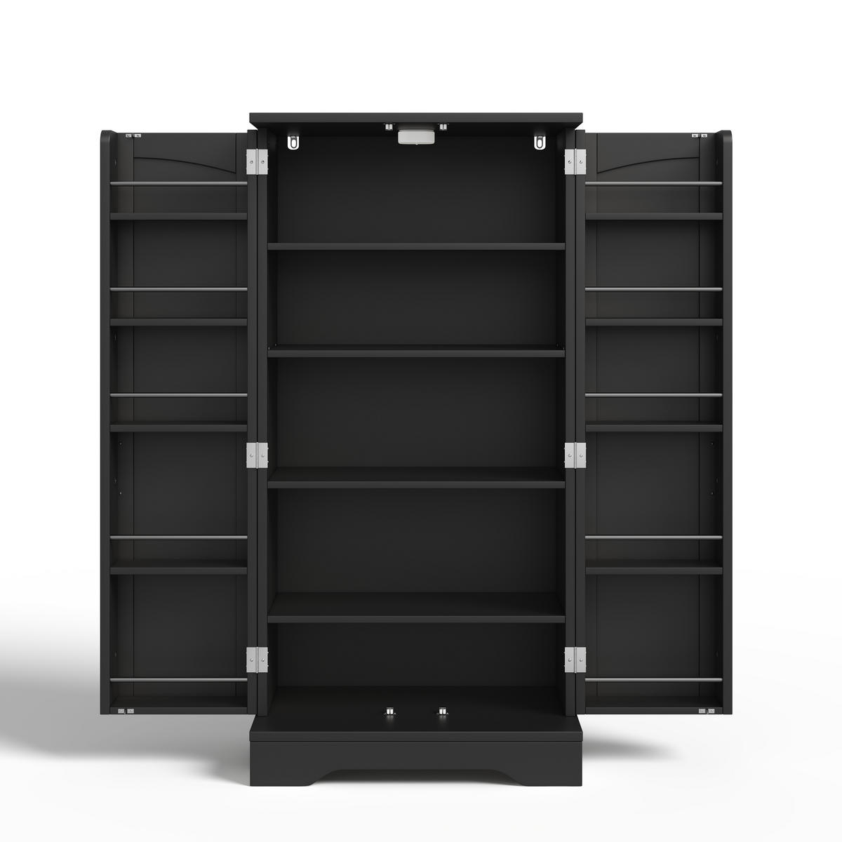 BUFFET 60/40/120.5 cm Schwarz LED-Sensorlicht und 2-türiger Aufbewahrungsschrank - Schwarz, Holz (60/120/40cm) - Oxeza