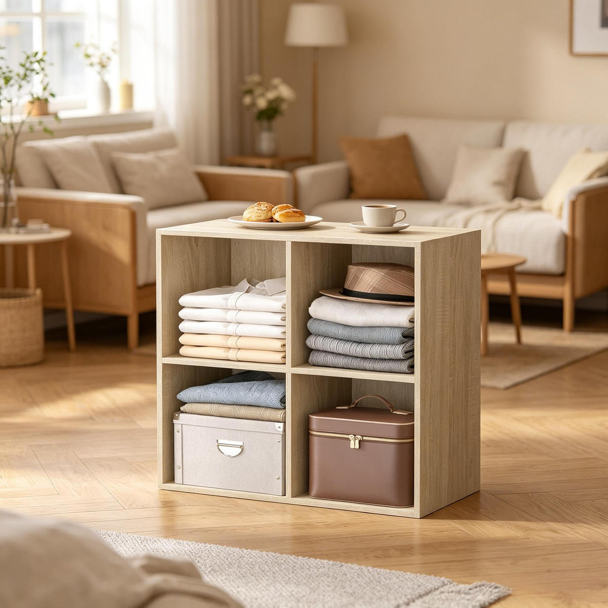 BÜCHERREGAL Eiche 4 Fächer 60/29/60 cm - Eichefarben, Holzwerkstoff (29/59.8/59.6cm) - PANGIVO