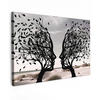 LEINWANDBILD Strand - Meer - Menschen - Baum - Moderne Kunst 30x20 cm - Hellgrau, Textil (30/20cm) - MuchoWow