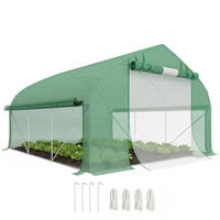 GEWÄCHSHAUS DE-11987 10,4 m² mit Tür & 7 Fenstern Grün - Grün, Kunststoff (300/200/347cm) - ComfortXL