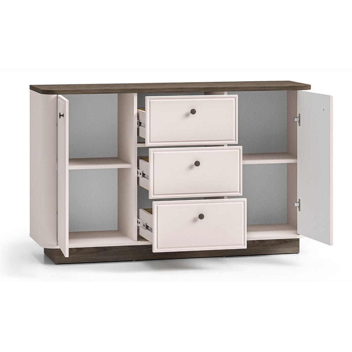 KOMODA Vilavio kašmír/dekor dub tmavý 138 cm - tmavě hnědá/šedohnědá, kov/kompozitní dřevo (138/85/40cm) - Selsey