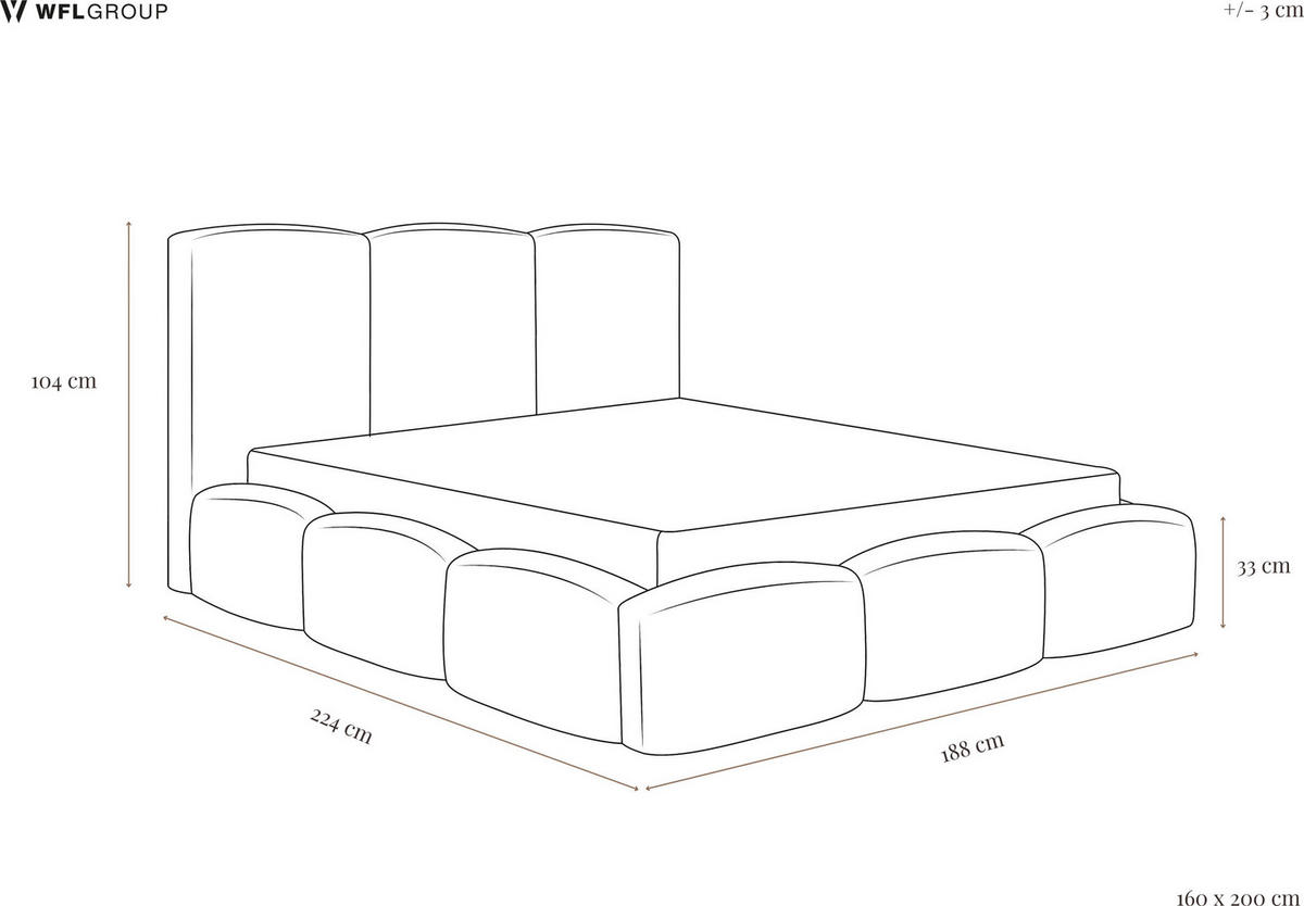 POLSTERBETT Harmony mit Bettkasten, Grau Samt 160x200 cm - Birkefarben/Schwarz, Holzwerkstoff/Kunststoff (160/200cm) - WFL GROUP