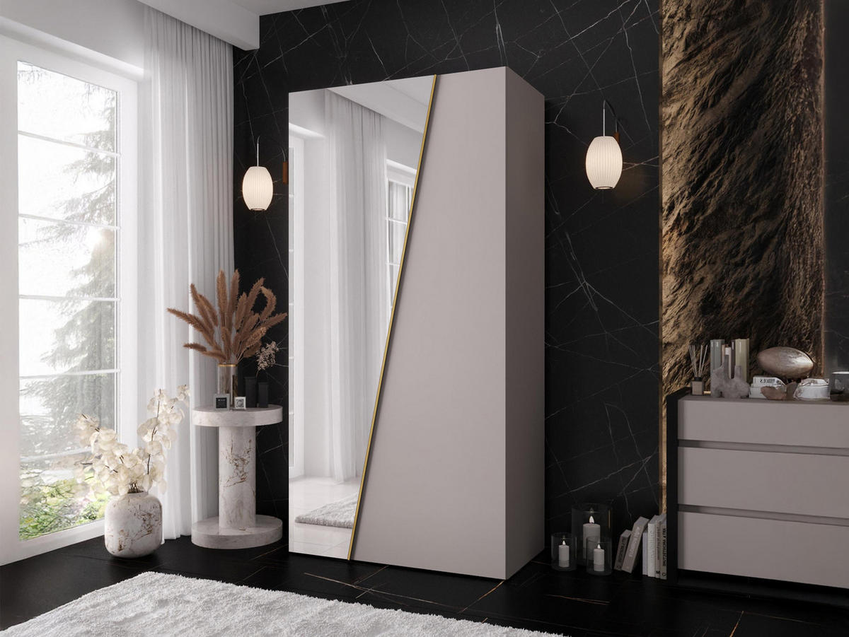 DREHTÜRENSCHRANK Zen 1L 100 cm - Kaschmir/Goldfarben, Holzwerkstoff/Kunststoff (100/202/50cm) - MIRJAN24