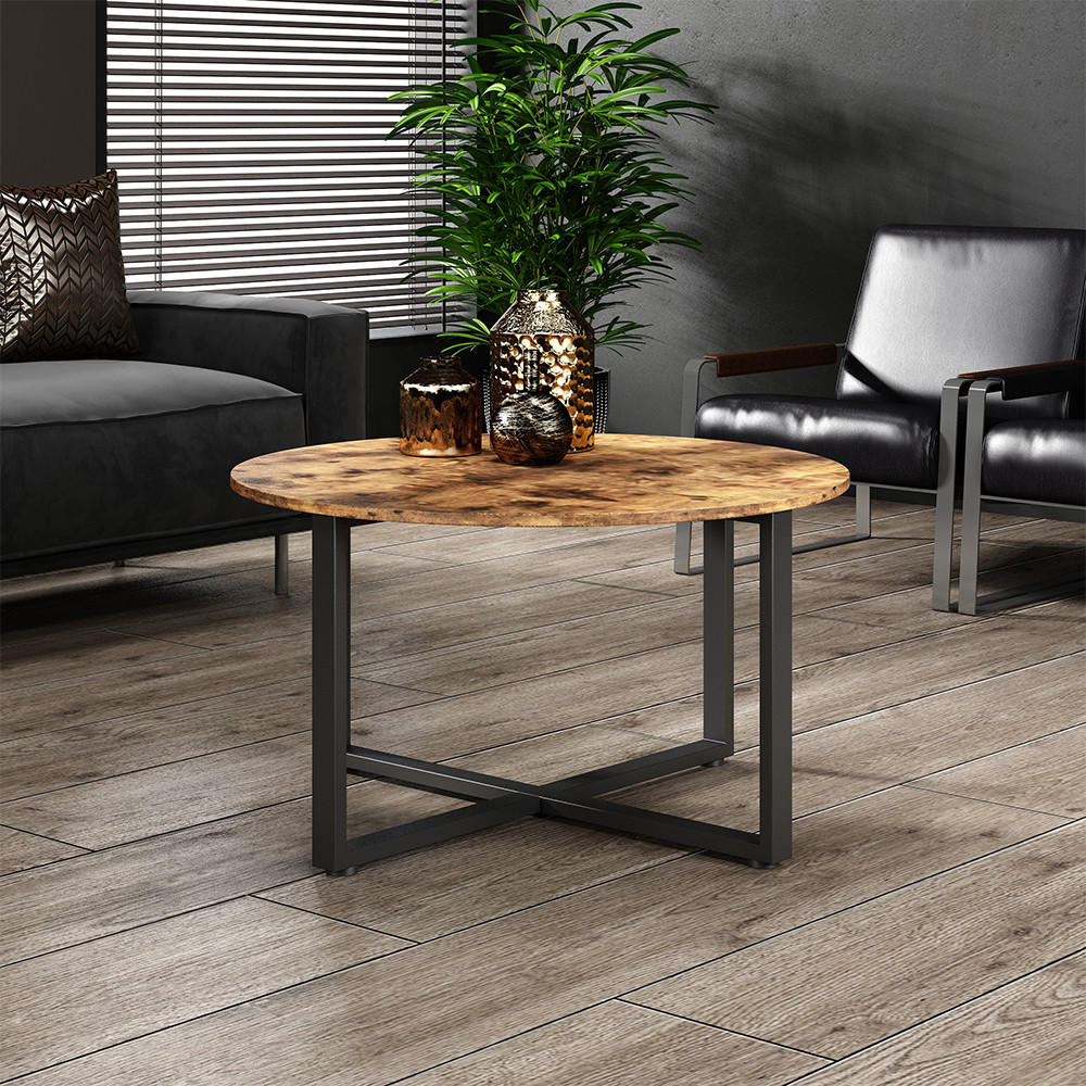 COUCHTISCH Fyrk Antikholz 80 x 80 cm mit Metallrahmen - Alteiche/Schwarz, Holzwerkstoff (80/80/47cm) - Vicco