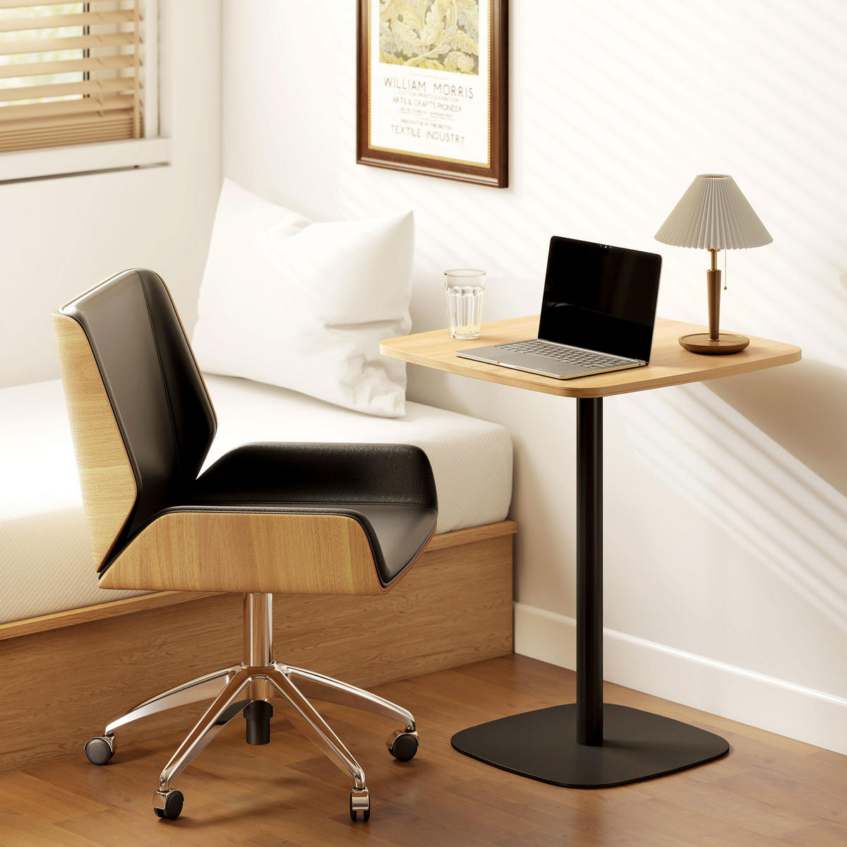 ESSTISCH DE-08405 60 cm quadratisch mit Stahlsockel Naturholz+Schwarz - Naturfarben, Holzwerkstoff (60/60/75cm) - ComfortXL