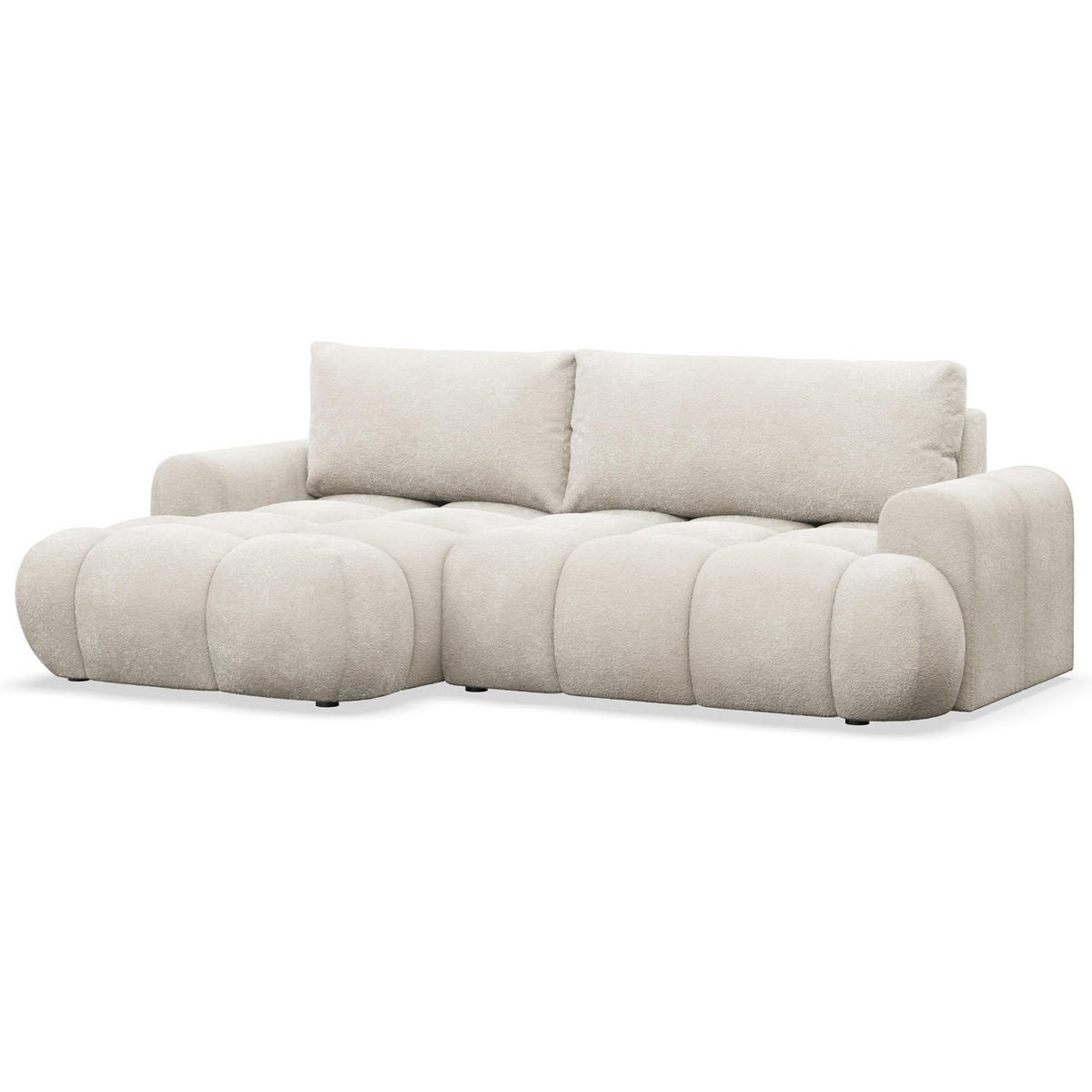 ECKSOFA Ombo Mini, Graubeige Bouclé, linksseitig - Taupe/Schwarz, Kunststoff/Textil (246/155cm) - Selsey
