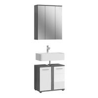 BADKOMBINATION 2tlg. Blake Bad in Rauchsilber Nachbildung und weiß hochglanz B/H/T: 60x191x34 cm - Anthrazit, Holz (64/191/34cm)