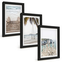 BILDER SET 3er Set - 20x30 cm Schwarzer Rahmen - Strandtreppe aus Holz, Schaukel - Schwarz, Kunststoff (20/30cm) - TULUP