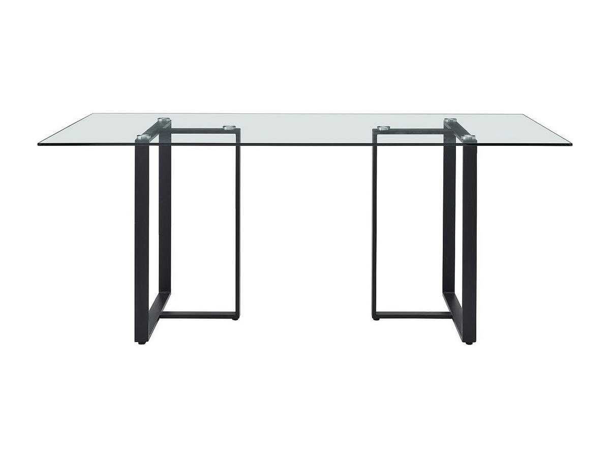 ESSTISCH für 6 Personen - Sicherheitsglas & Edelstahl - Transparent & Schwarz - NILESA II - Transparent/Schwarz, Glas (180/90/75cm) - Pascal Morabito