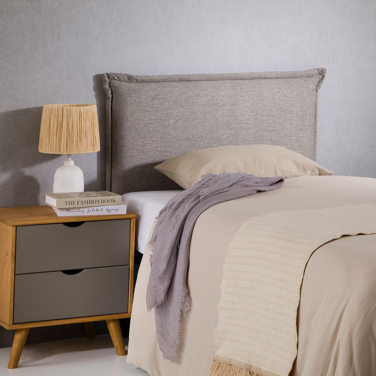 KOPFTEIL NERINA 90X190 CM - Grau, Textil (91/99/7cm) - IDIMEX