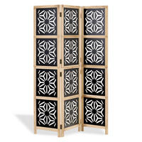 PARAVENT 3-tlg. 120/170 cm Braun Holz-Ornamentik - Braun, Holz (120/170/2cm) - Homestyle4u