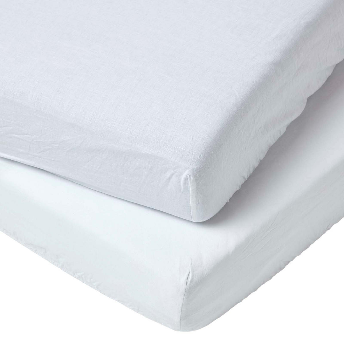 LEINEN-SPANNBETTLAKEN Babybett im 2er-Set, 60/120 cm - Weiß, Textil (60/120cm) - Homescapes