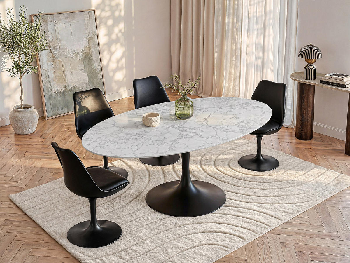 ESSTISCH - 8 Personen - Keramik - Schwarz, Weiß ELVA - Schwarz/Weiß, Keramik (90/180/78cm) - Vente-Unique