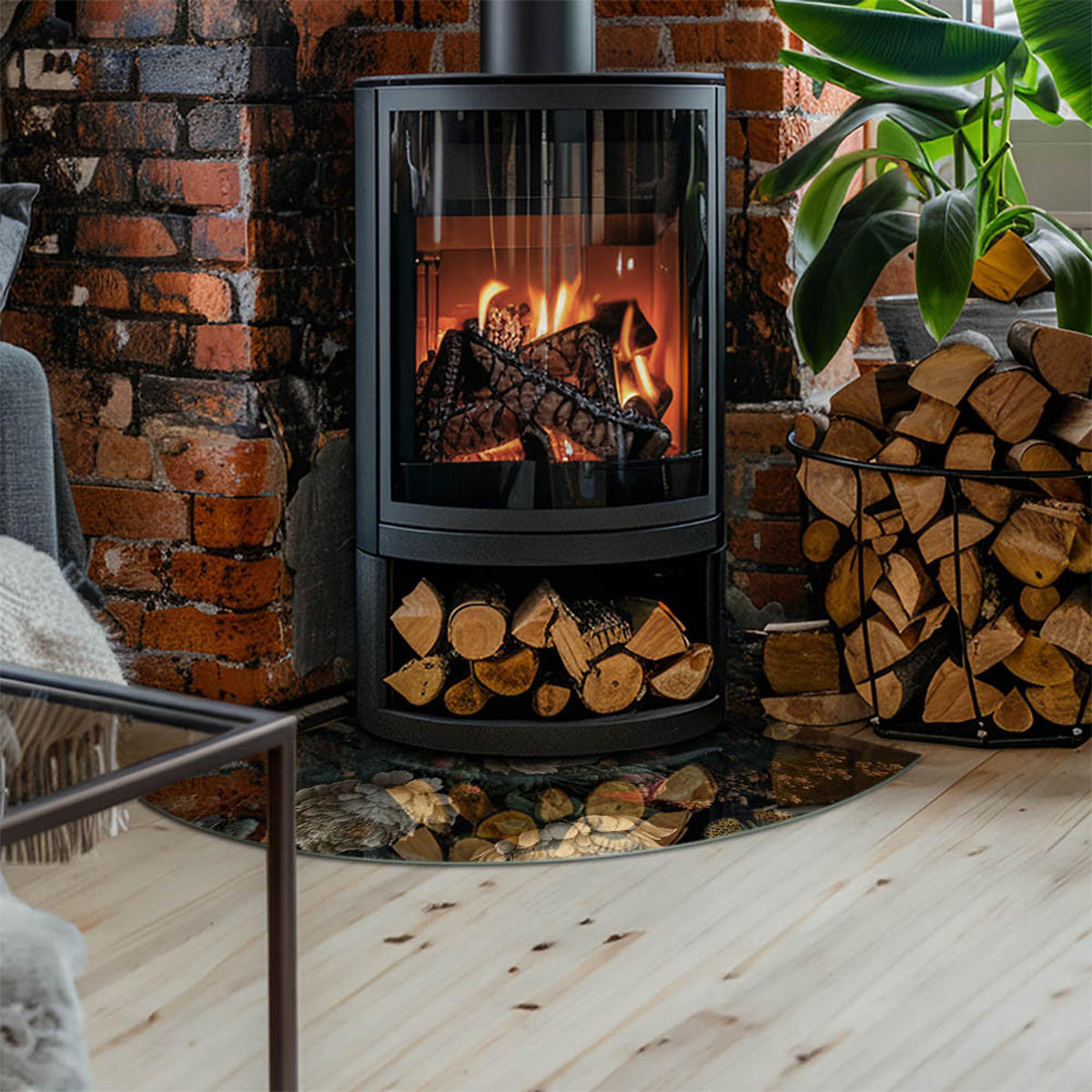 GLASPLATTE für Kamin 100x100 cm Grün - Grün, Glas (100/100/0.4cm) - ArtPrintCave