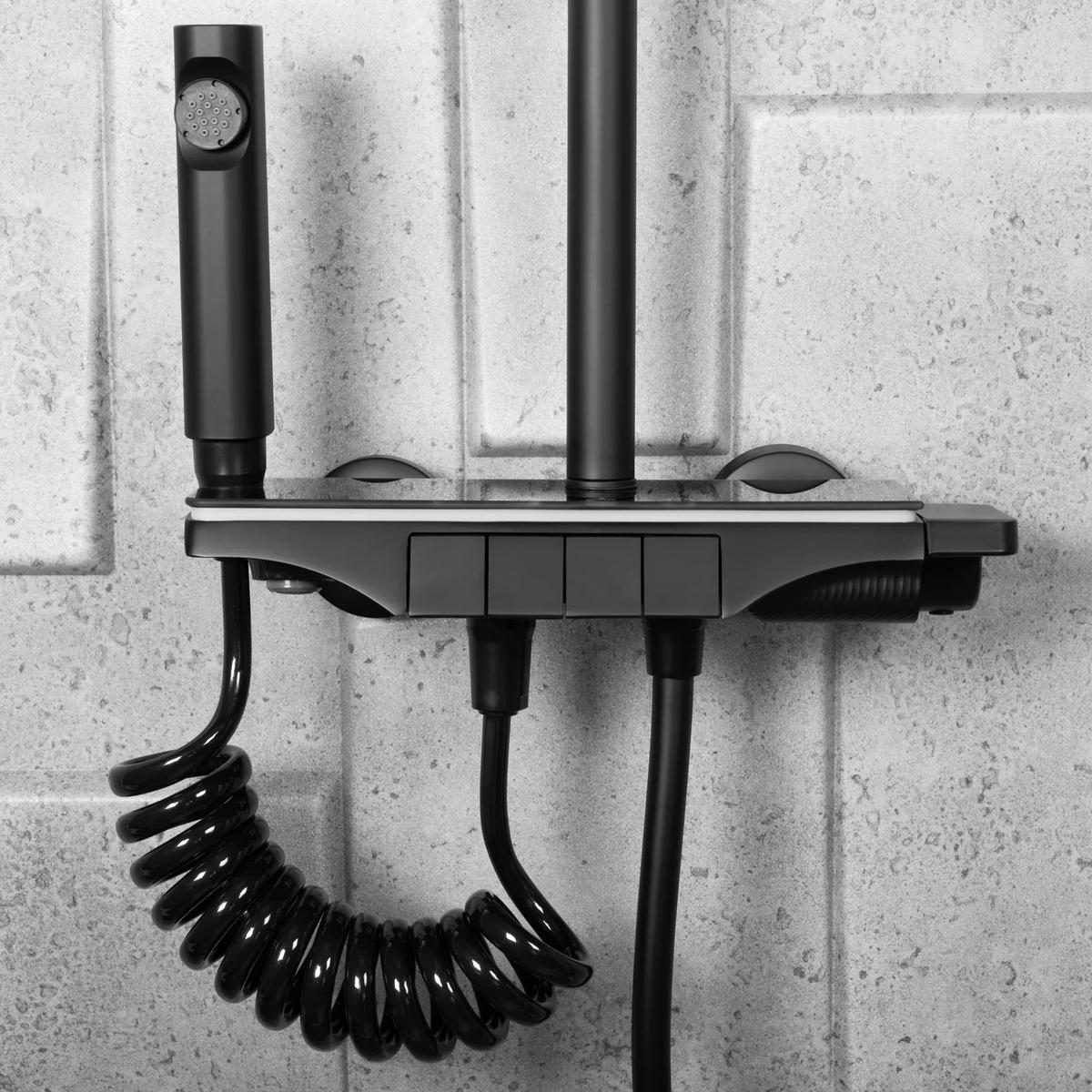 DUSCHGARNITUR Rea Savio Led Black - Schwarz, Metall (28/120/13cm) - REA