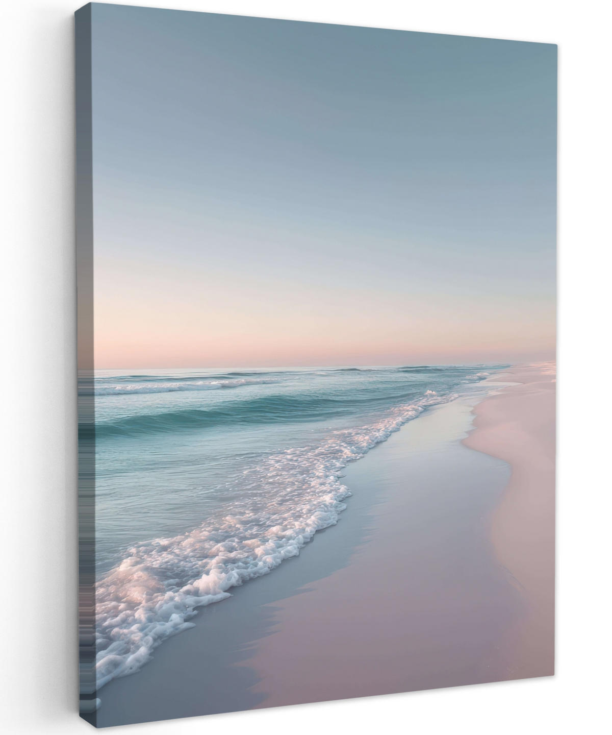LEINWANDBILD Küstenlinie - Pastell - Wasser Wandbild Wohnzimmer 60x80 cm - Pastellblau, Textil (60/80cm) - MuchoWow