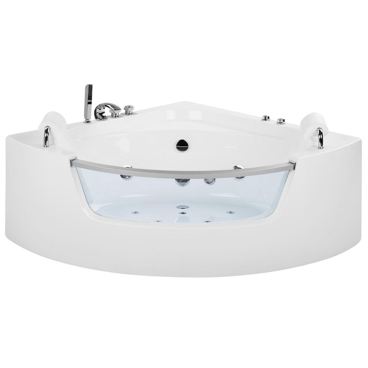 WHIRLPOOL-BADEWANNE mit LED 150x201x57 cm weiß Mangle - Weiß, Kunststoff (150/57/201cm) - Beliani