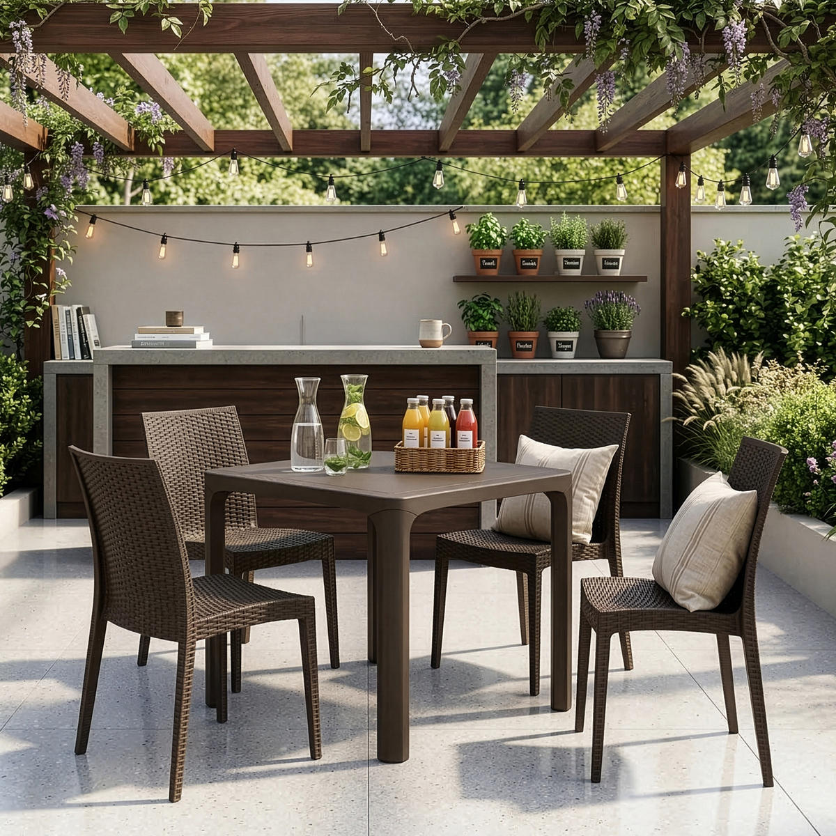 GARTENTISCH LEOPSI, Braun - Braun, Kunststoff (80/80/72cm) - KONSIMO®