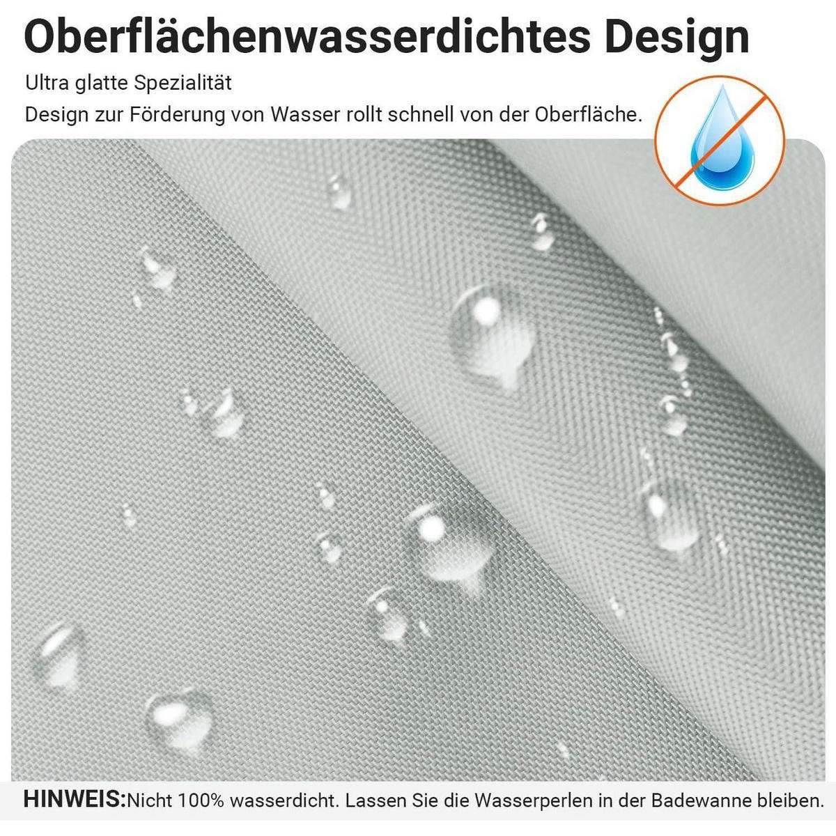 DUSCHVORHANG Grau 100 x 200 cm Textil Wasserabweisend Waschbar - Grau, Textil (100/200cm)