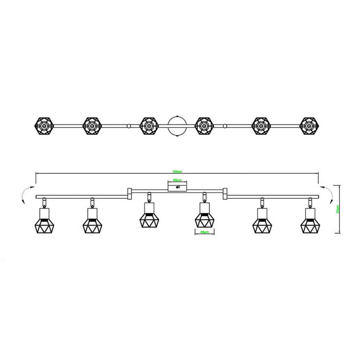 DECKENLEUCHTE XARA I Schwarz Matt - Schwarz, Metall (120/8/22cm) - Globo Lighting