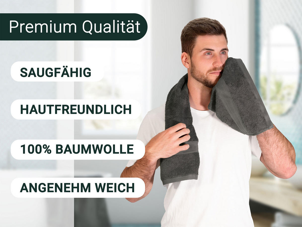 HANDTÜCHER, 6er-Set, 50x100 cm, 100% Baumwolle, Grau - Grau, Textil (50/100cm) - Zollner