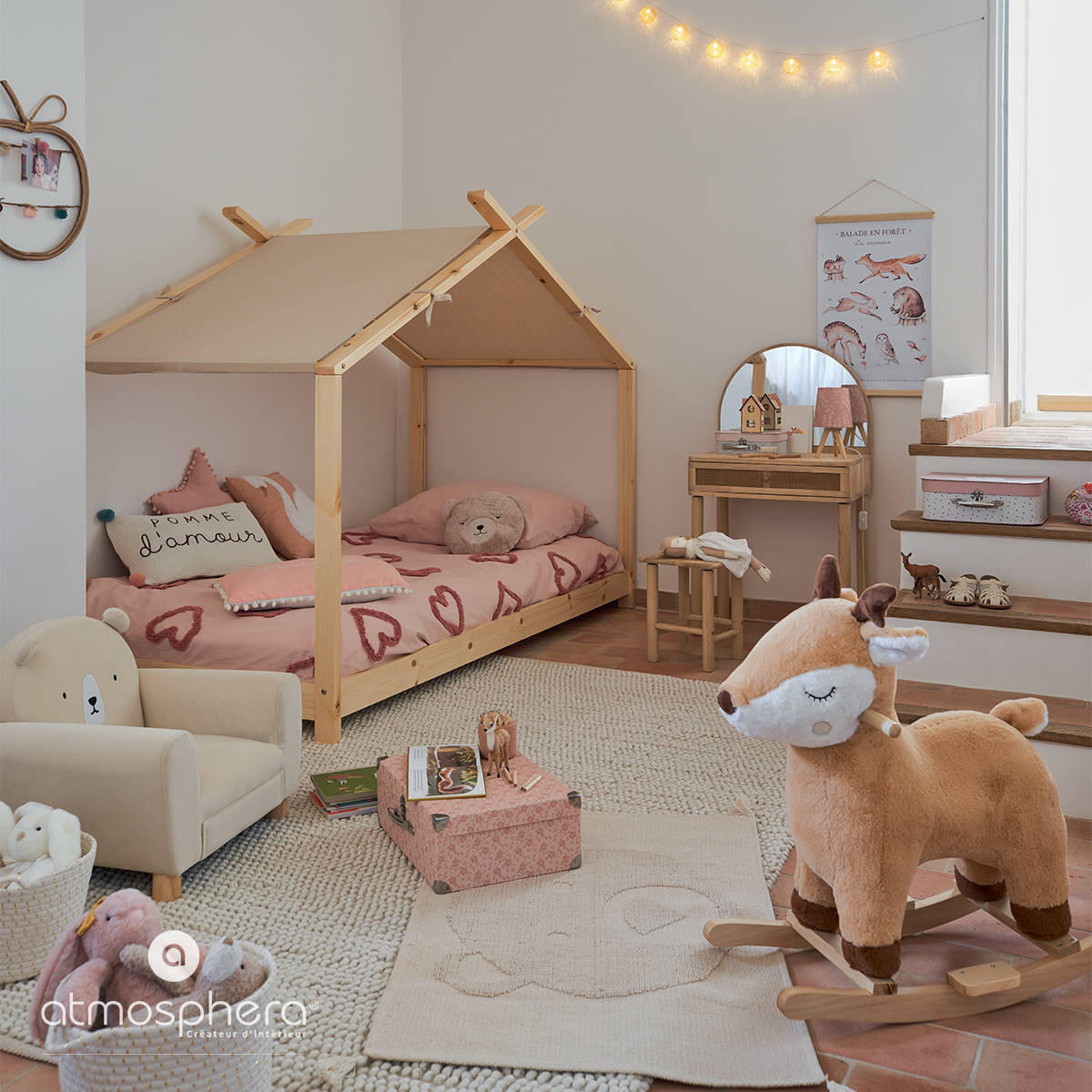 KINDERSCHMINKTISCH Campagne, Holz, Naturfarben - Braun, Holz (35/55cm) - Atmosphera for kids