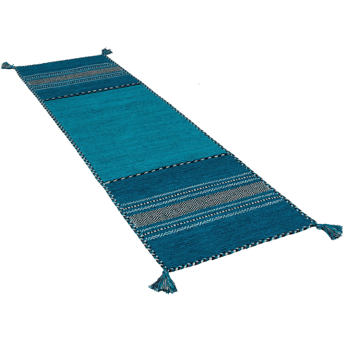 LÄUFER NATUR TEPPICH KELIM NAVARRO - Türkis, Textil (70/140cm) - Pergamon