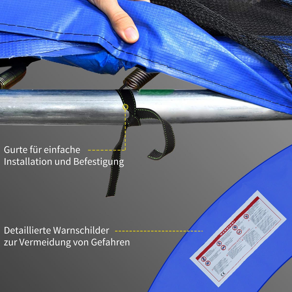 RANDABDECKUNG, PVC, Rot, Ø366 cm - Blau/Gelb, Kunststoff (366/366cm) - HOMCOM