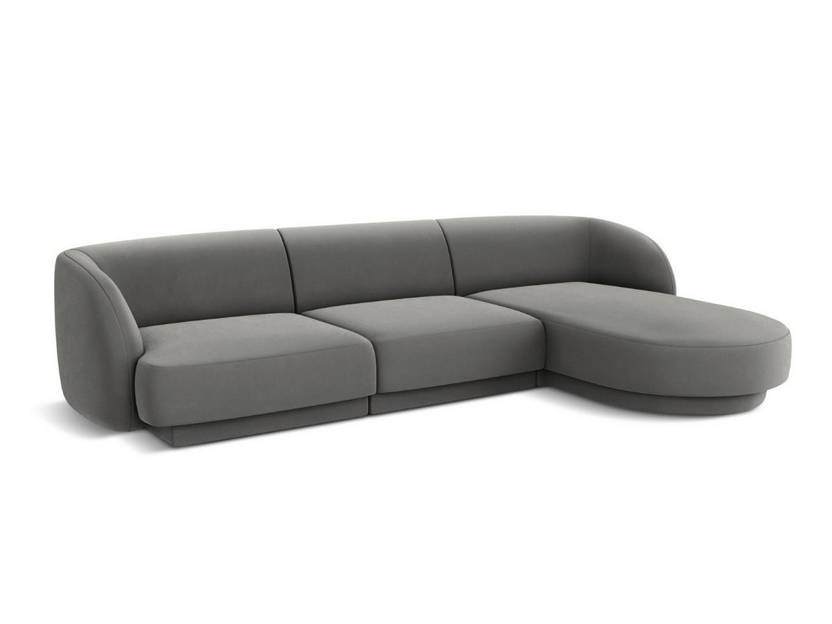 ECKSOFA rechts Miley aus Samt hellgrau 4 Sitzplätze - Hellgrau, Textil (156/255cm) - Micadoni