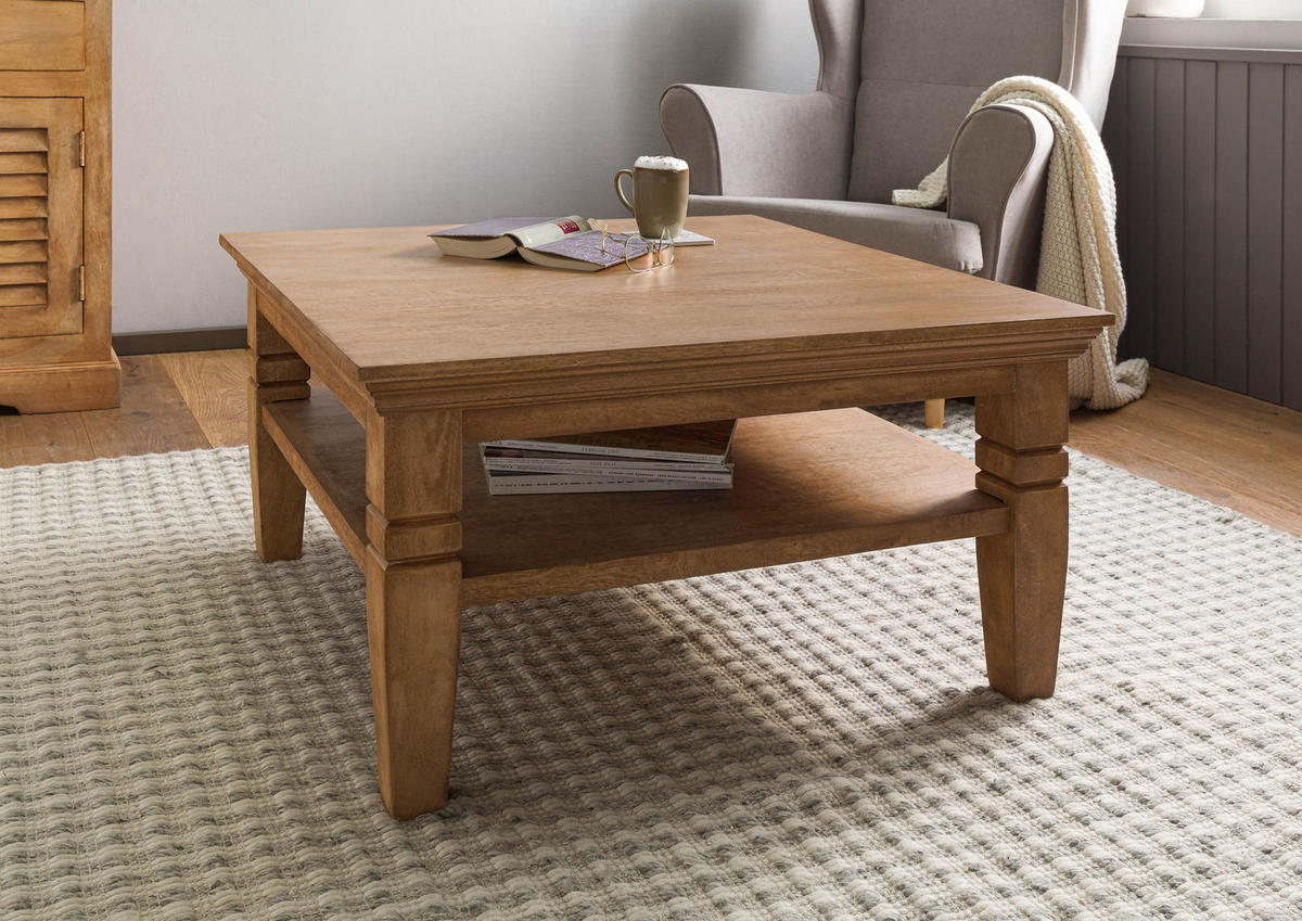 COUCHTISCH Mango 85x85x45 beige geölt TOULOUSE #12 - Beige, Holzwerkstoff (85/85/45cm) - Massivmoebel24