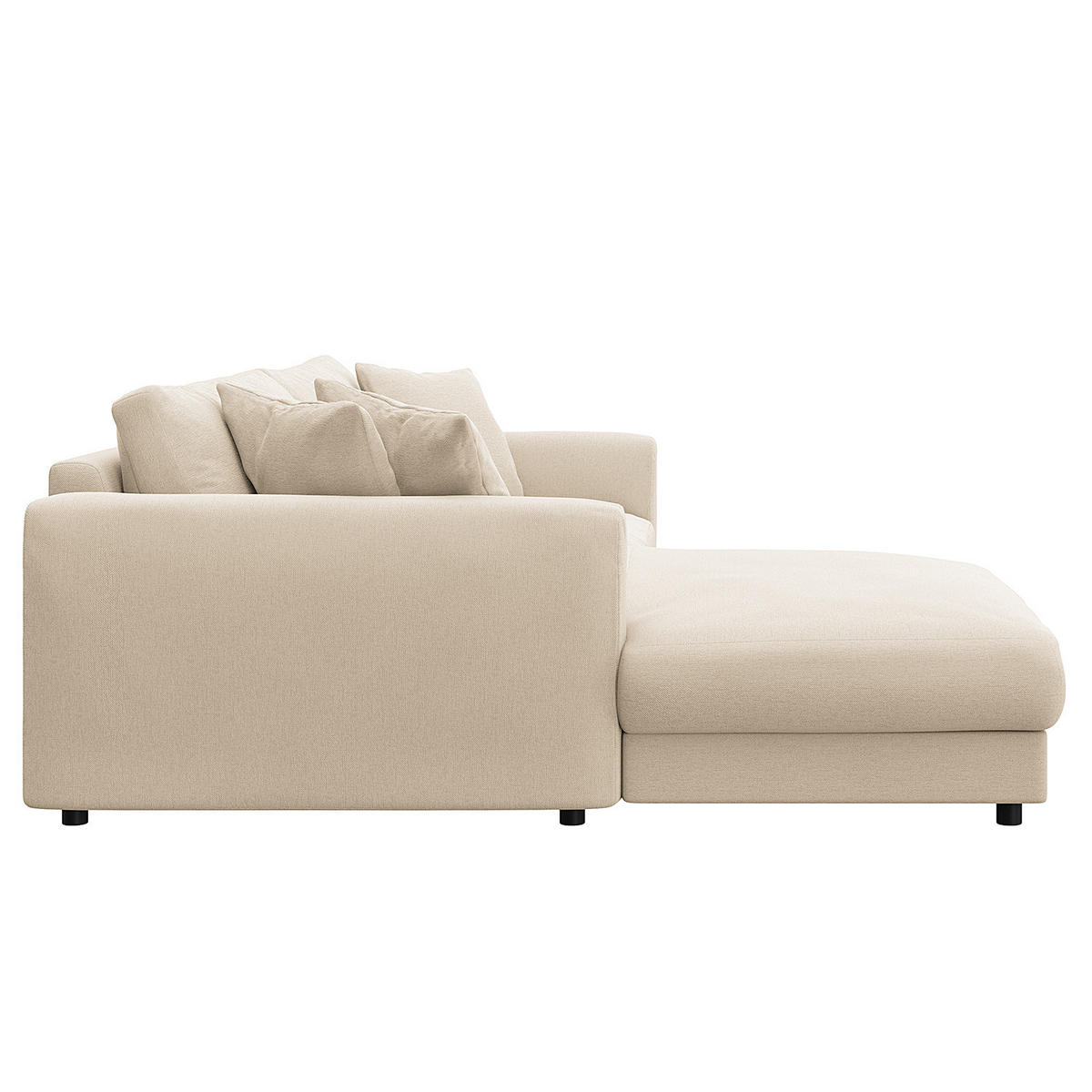 ECKSOFA mit Longchair - Beige/Schwarz, Holz/Kunststoff (238/183cm) - home24