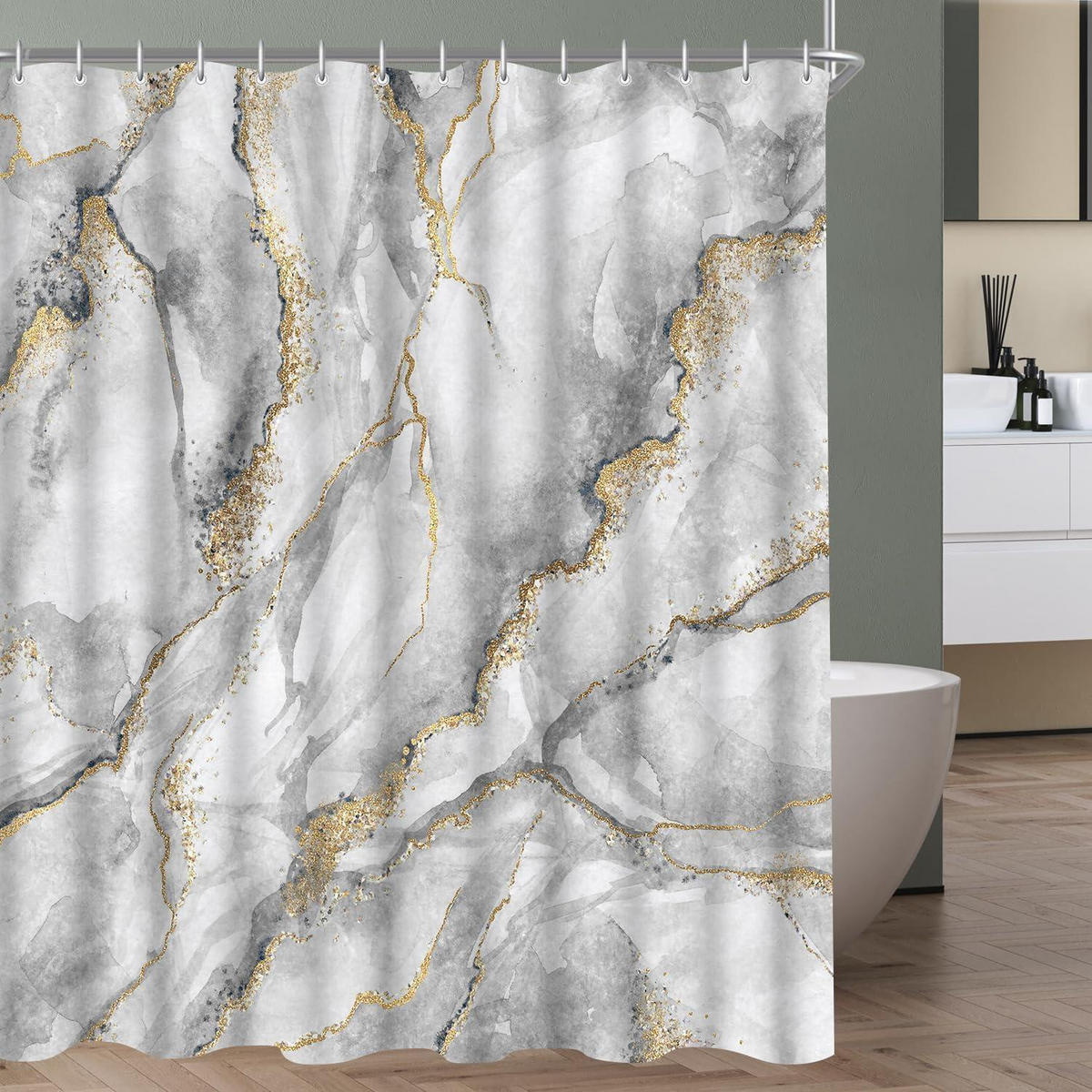 DUSCHVORHANG Marmoroptik 150 x 200 cm - Multicolor, Textil (150/200cm)