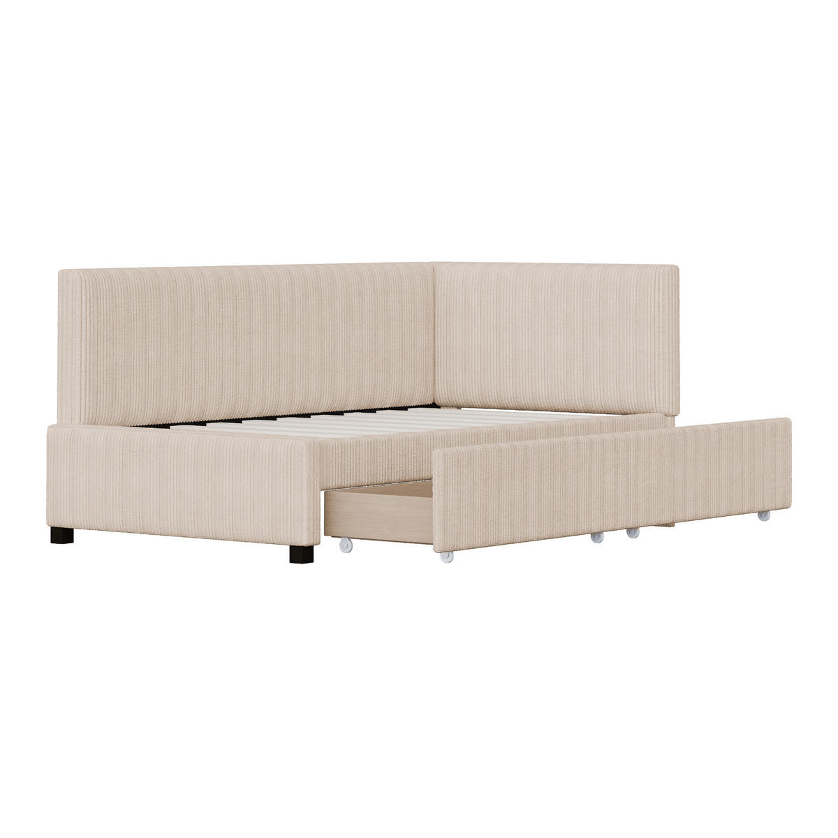 KINDERBETT 90/200 cm DE-01911, in Beige, mit Sofafunktion und 2 Schubladen - Beige, Holzwerkstoff (90/200cm) - ComfortXL