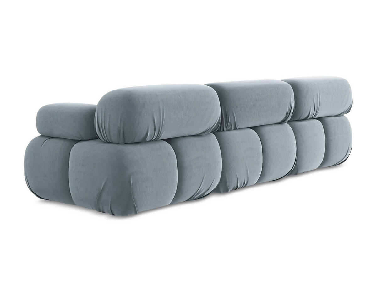 3-SITZER SOFA Samt Stoff Blau - Blau/Schwarz, Kunststoff/Textil (285/70/96cm) - Makamii