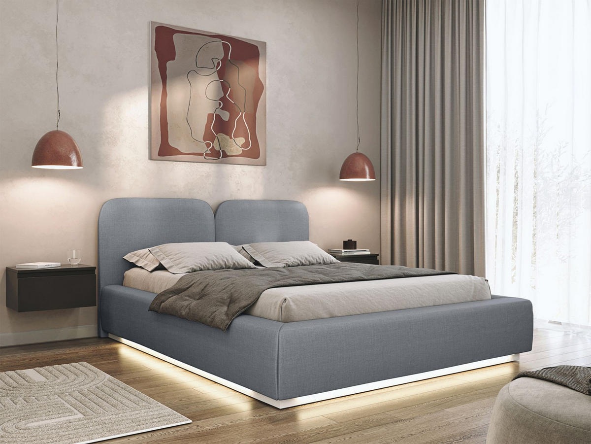 POLSTERBETT Comoves 140x200 Grau mit Chenillebezug - Grau, Textil (140/200cm) - Selsey