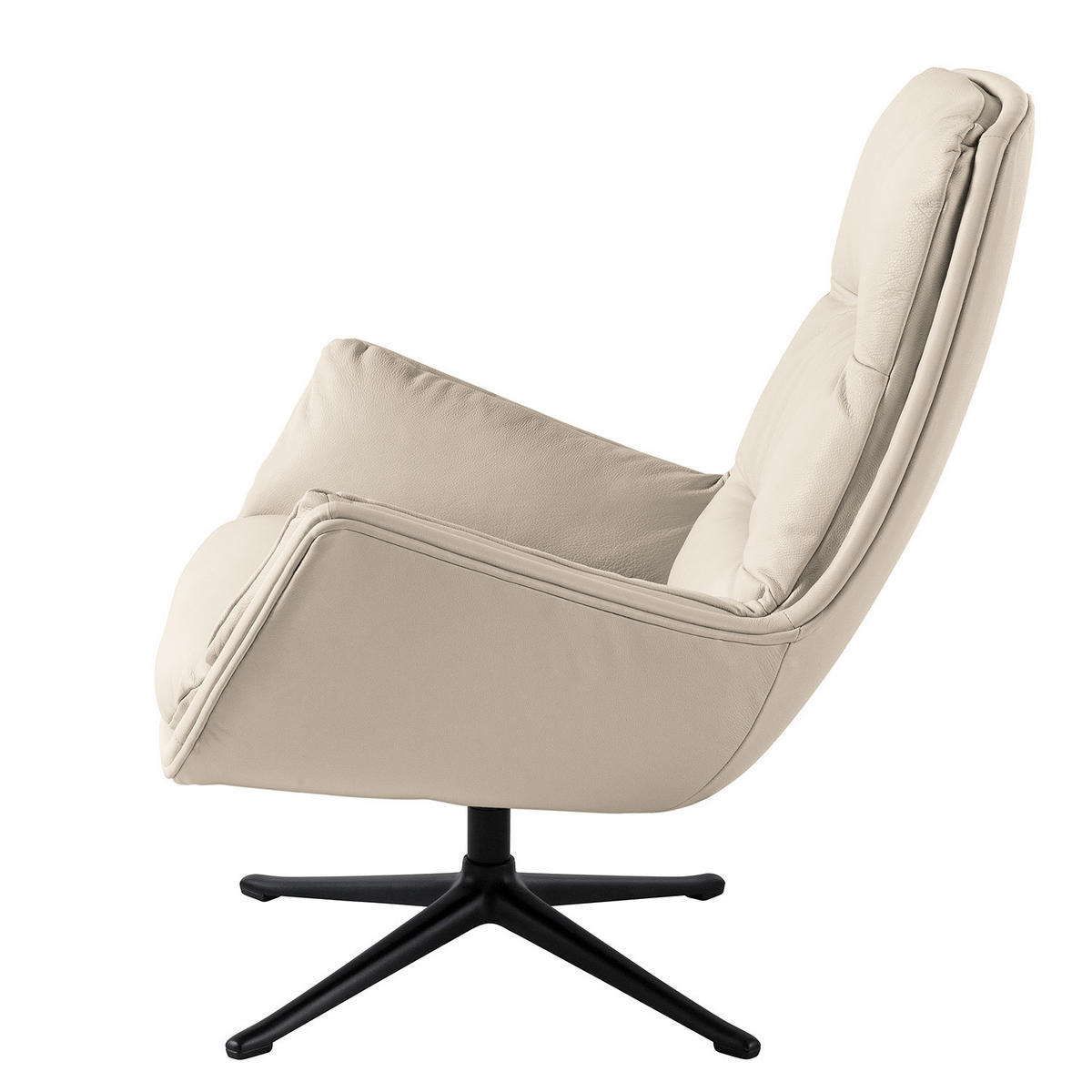 SESSEL mit Kreuzfuß - Hellgrau/Schwarz, Leder/Metall (83/95/97cm) - home24