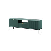 GRÜNES Modernes Geriffeltes TV-Board KIOTO RTV2D1SZ (Schwarzes Gestell, Soft-Close Türen) - Goldfarben/Schwarz, Holz/Holzwerkstoff (154/56/39cm) - Ravio