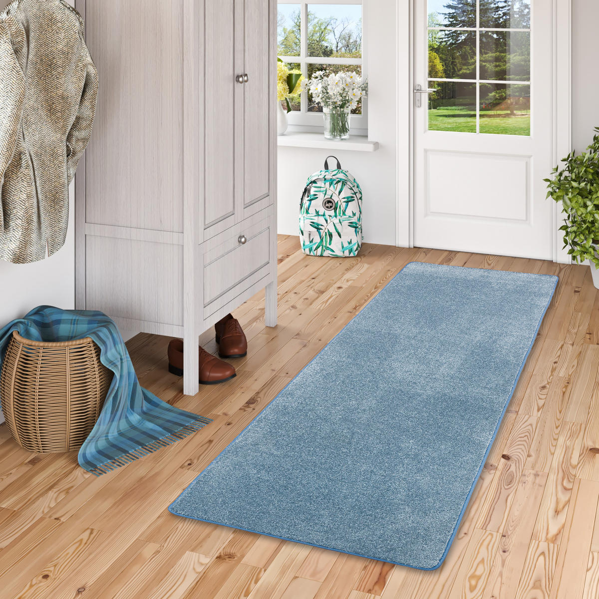 HOCHFLOR VELOURS LÄUFER TEPPICH LUNA - Blau, Textil (80/160cm) - Snapstyle