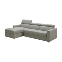 ECKSOFA Morris Echtleder mit Bettfunktion Perlgrau - Hellgrau, Leder/Metall (170/223cm)