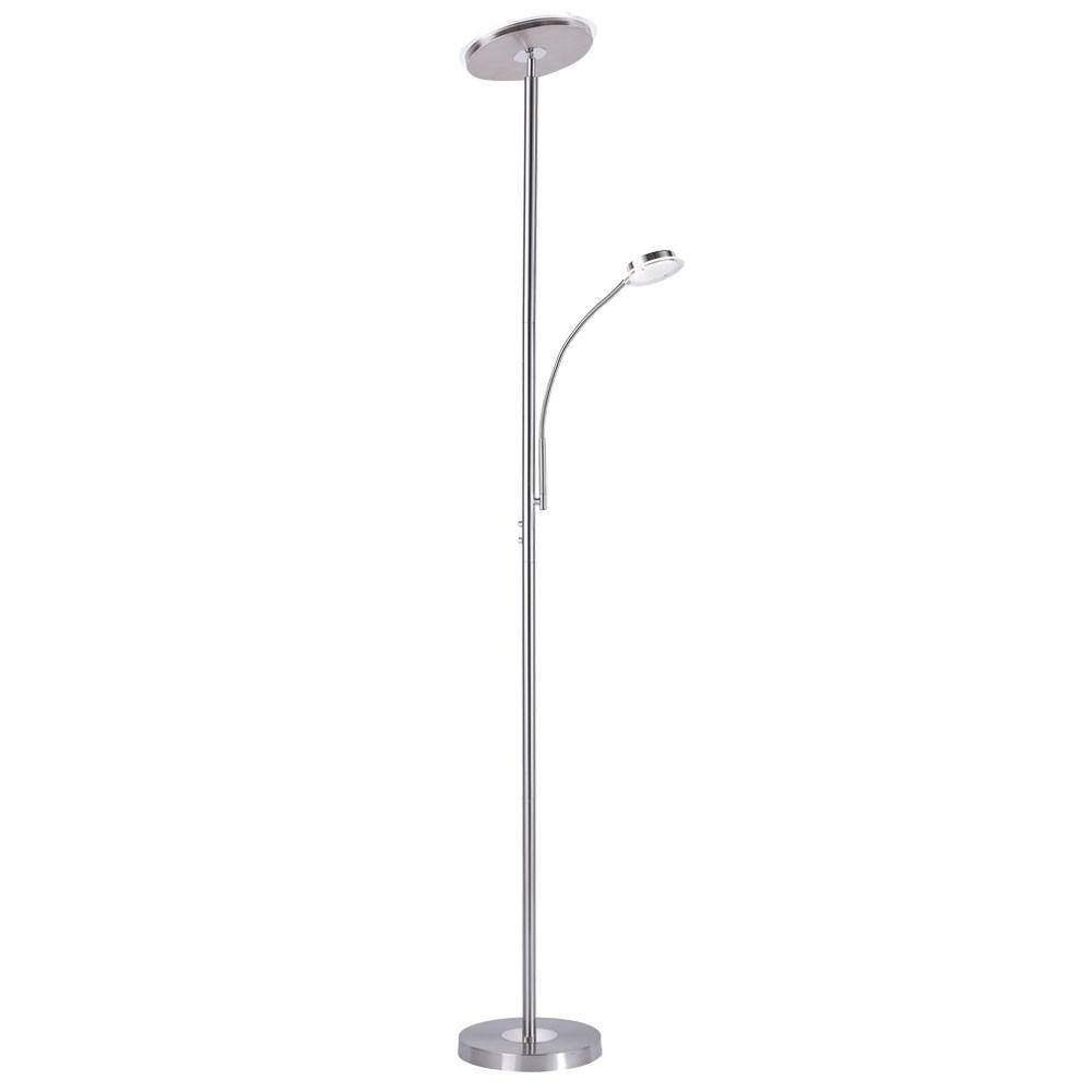 LED STEHLEUCHTE Silber mit flexiblem Lesearm - Silberfarben, Metall (58/56.3/193cm)