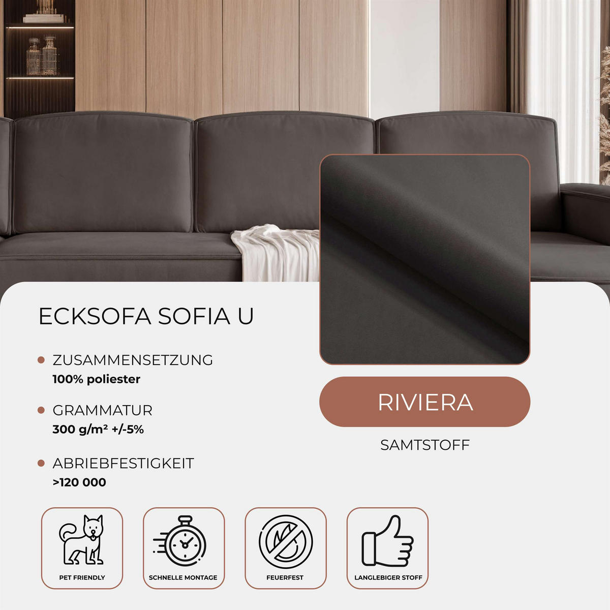 WOHNLANDSCHAFT U-Form mit Schlaffunktion, Schwarz - Schwarz, Textil (316/88/157cm) - Idohome