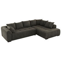 ECKSOFA ORTA Dunkelgrau Velvet - Rechts - Dunkelgrau/Schwarz, Textil (200/325cm) - MKS