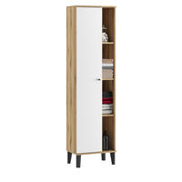 BAD-HOCHSCHRANK weiß, Evoke Eiche, Badschrank, 51 x 190 cm - Eichefarben/Schwarz, Holzwerkstoff/Kunststoff (51/190/33cm) - Furn.Design