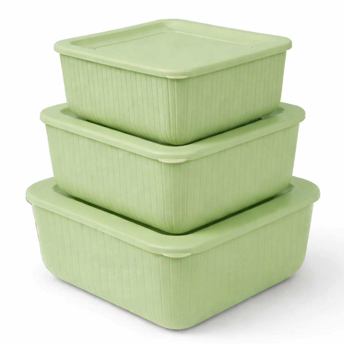 VORRATSDOSEN 3-teilig 0,5L/1L/1,5L Grün - Grün, Kunststoff - ProHome