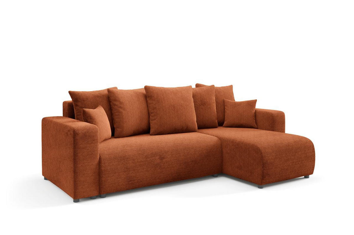 ECKSOFA mit Schlaffunktion Kupfer - Orange, Textil (247/145cm) - Furnisell