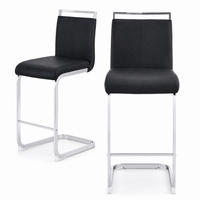 BARHOCKER 2er-Set Schwarz mit Fußstütze - Schwarz, Metall (46.5/96.5/38.9cm) - MIVRAY