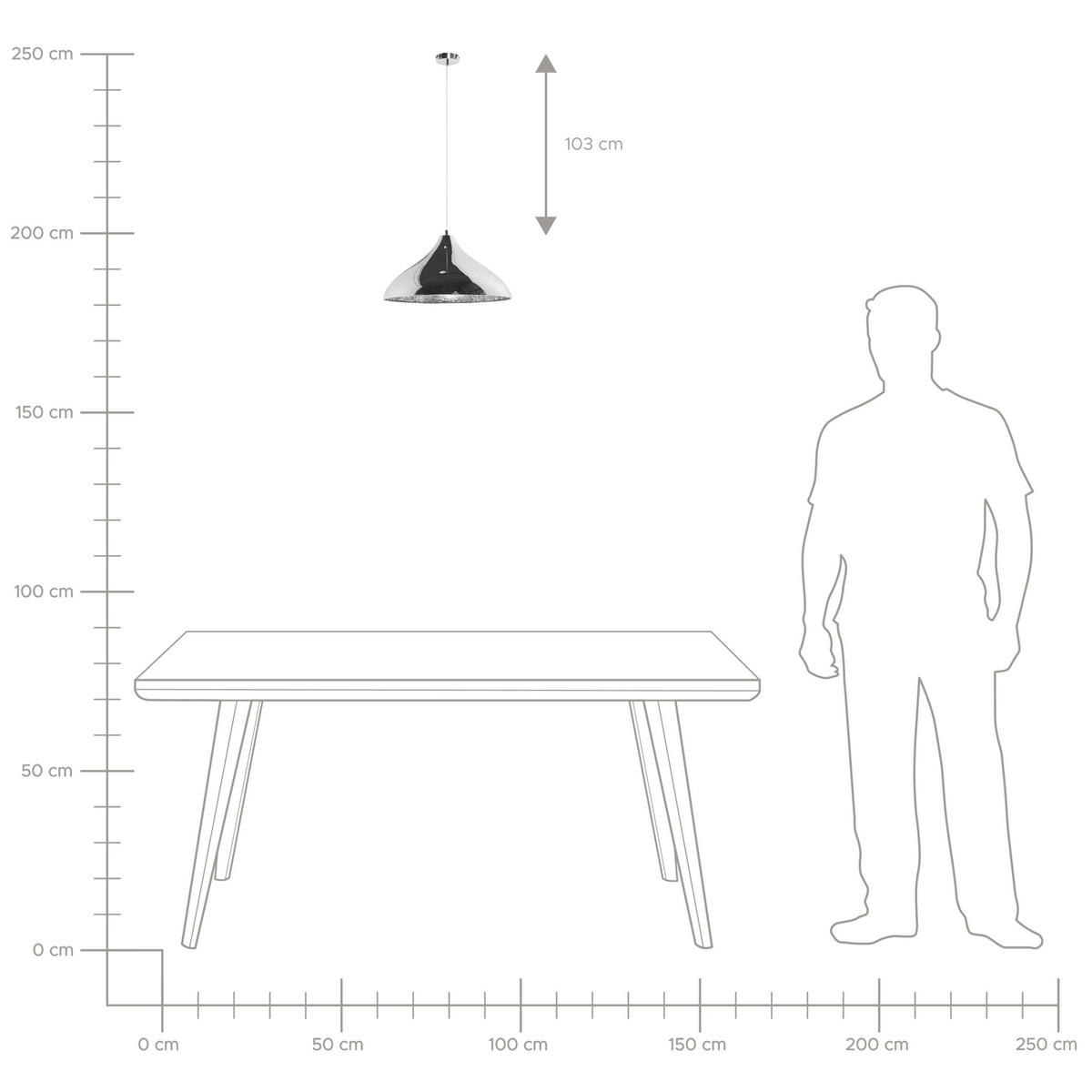 HÄNGELEUCHTE Iskar 40/40/125 cm - Silberfarben, Metall (40/40/125cm) - Beliani